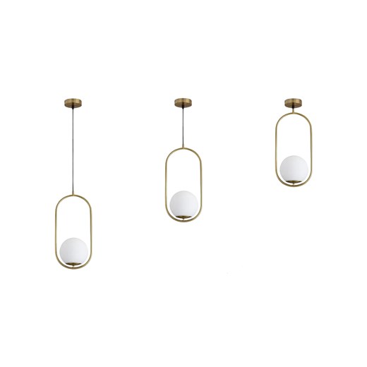 Złota lampa wisząca z kulistym szklanym kloszem OMEGA w stylu glamour ze sklepu Lysne w kategorii Lampy wiszące - zdjęcie 184228857