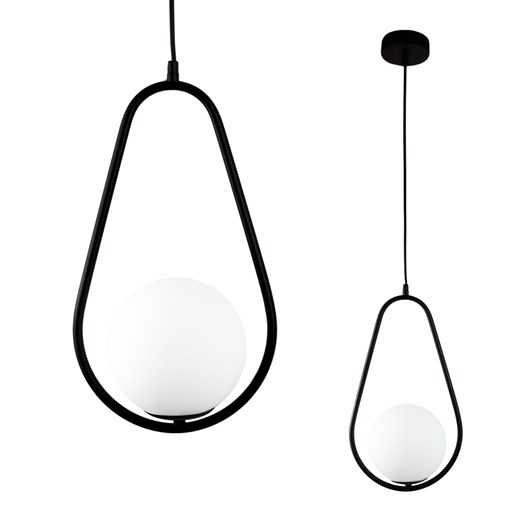 Nowoczesna czarna lampa wisząca w kształcie łezki MARGO ze szklanym kloszem ze sklepu Lysne w kategorii Lampy wiszące - zdjęcie 184228887