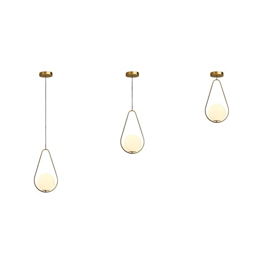 Złota lampa wisząca geometryczna metalowa MARGO ze szklanym kloszem w kolorze mlecznobiałym ze sklepu Lysne w kategorii Lampy wiszące - zdjęcie 184228897