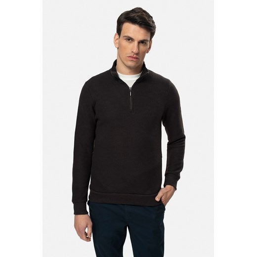BLUZA LUDRES TYPU TROYER BRĄZOWA Z WEŁNĄ ze sklepu Recman w kategorii Bluzy męskie - zdjęcie 184229316