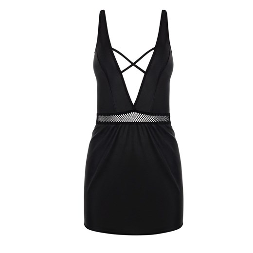 Skórzana koszulka nocna sukienka chemise Kristeen, Kolor czarny, Rozmiar S/M, Passion ze sklepu Intymna w kategorii Koszule nocne - zdjęcie 184231208