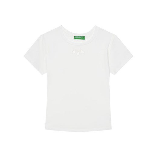 United Colors Of Benetton T-Shirt 3P4ZC10O0 Biały Slim Fit ze sklepu MODIVO w kategorii Bluzki dziewczęce - zdjęcie 184231917