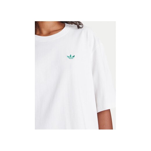Bluzka damska Adidas z krótkimi rękawami biała z okrągłym dekoltem 
