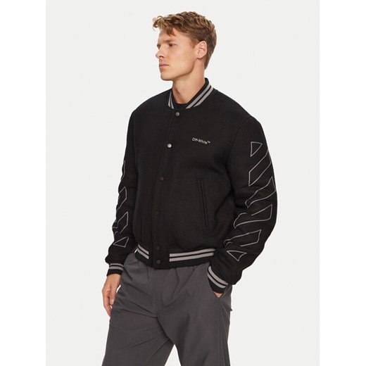 Off-White Kurtka bomber OMEA315S23FAB0011008 Czarny Regular Fit ze sklepu MODIVO w kategorii Kurtki męskie - zdjęcie 184233549