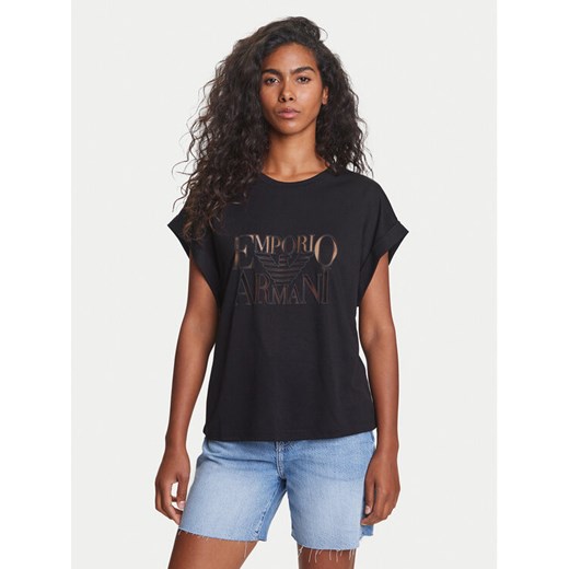 Emporio Armani T-Shirt EW000616 AF12187 UC001 Czarny Loose Fit ze sklepu MODIVO w kategorii Bluzki damskie - zdjęcie 184235097