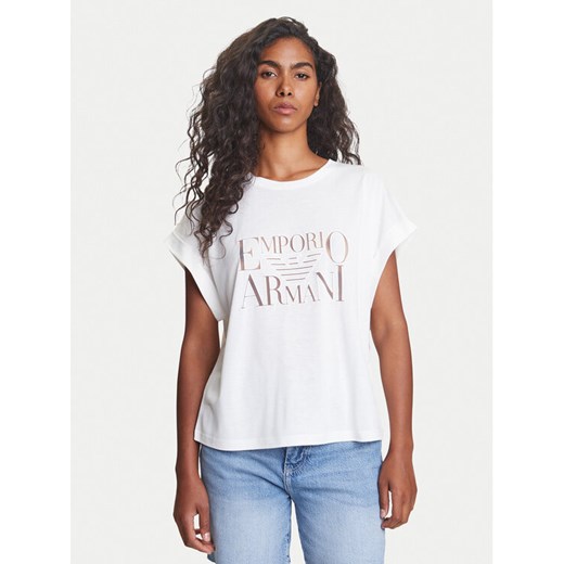 Emporio Armani T-Shirt EW000616 AF12187 U1131 Biały Loose Fit ze sklepu MODIVO w kategorii Bluzki damskie - zdjęcie 184235127