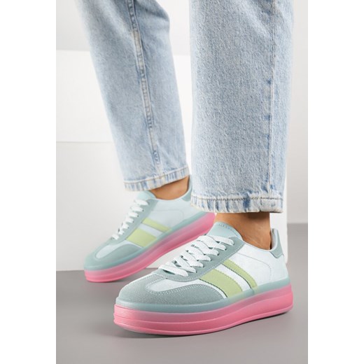 Niebiesko-Różowe Sneakersy Tenisówki z Ozdobnymi Paskami Melinella ze sklepu born2be.pl w kategorii Buty sportowe damskie - zdjęcie 184235847