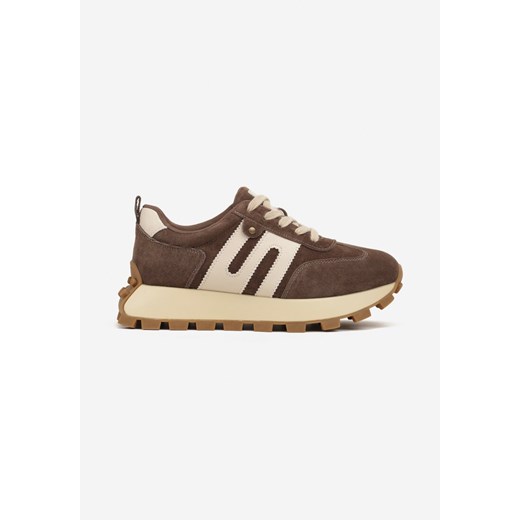 Buty sportowe damskie Born2be sneakersy skórzane na wiosnę