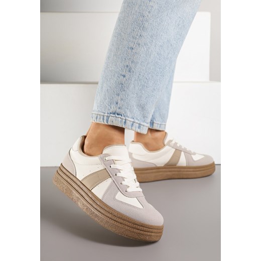 Ciemnobeżowe Sneakersy w Stylu Kultowych Tenisówek na Grubej Podeszwie Nanniris ze sklepu renee.pl w kategorii Buty sportowe damskie - zdjęcie 184235987