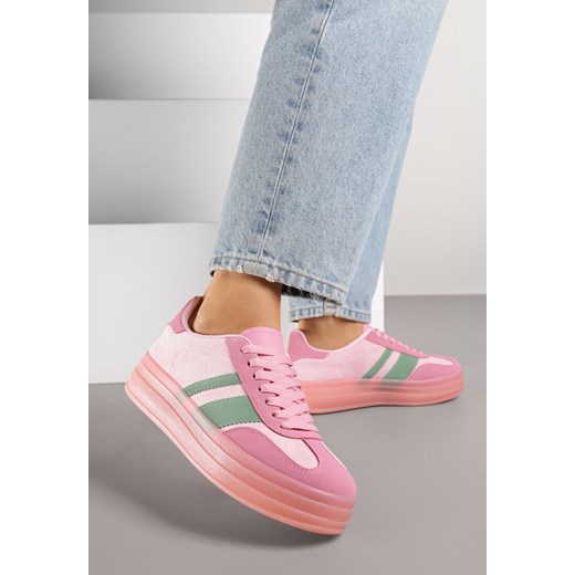 Różowe Sneakersy w Stylu Tenisówek z Geometrycznym Wzorem Melundea ze sklepu renee.pl w kategorii Buty sportowe damskie - zdjęcie 184236005