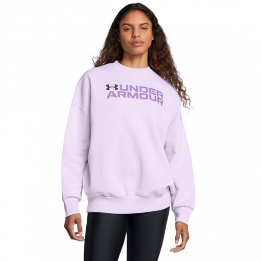 Damska bluza dresowa Under Armour Rival Fleece Wordmarkos Crew - fioletowa ze sklepu Sportstylestory.com w kategorii Bluzy damskie - zdjęcie 184236248