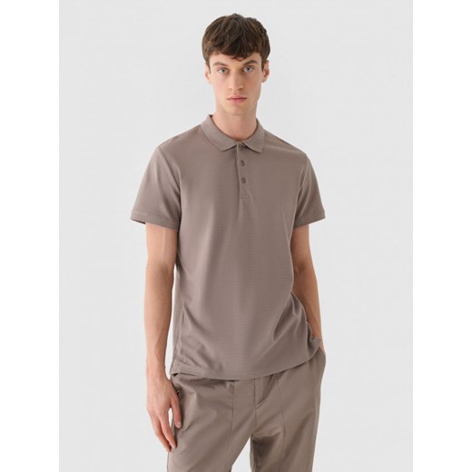 Męska koszulka polo 4F 4FRAW24TPTSM573 - brązowy ze sklepu Sportstylestory.com w kategorii T-shirty męskie - zdjęcie 184236519