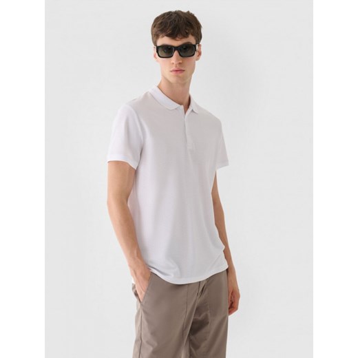 Męska koszulka polo 4F 4FRAW24TPTSM573 - biała ze sklepu Sportstylestory.com w kategorii T-shirty męskie - zdjęcie 184236526