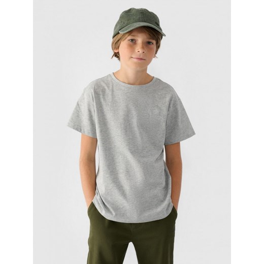 Chłopięcy t-shirt basic 4F 4FJWMM00TTSHM2330 - szary ze sklepu Sportstylestory.com w kategorii T-shirty chłopięce - zdjęcie 184236739