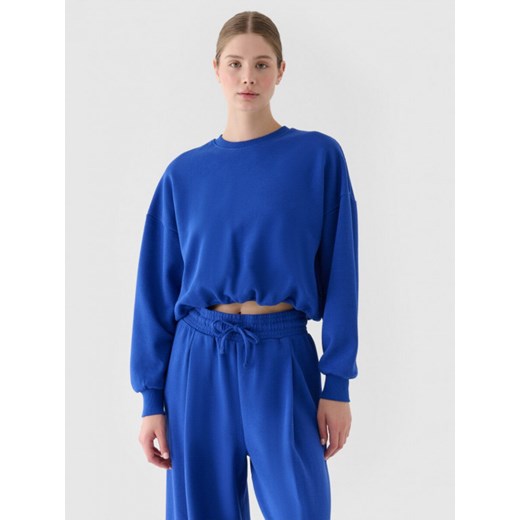 Damska bluza dresowa bez kaptura 4F 4FRSS24TSWSF2027 - niebieska ze sklepu Sportstylestory.com w kategorii Bluzy damskie - zdjęcie 184236858