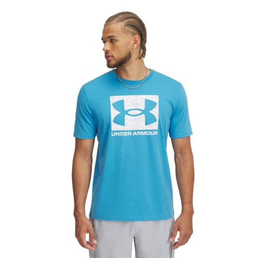 Męski t-shirt z nadrukiem Under Armour UA Abc Camo Boxed Logo Ss - niebieski ze sklepu Sportstylestory.com w kategorii T-shirty męskie - zdjęcie 184236909