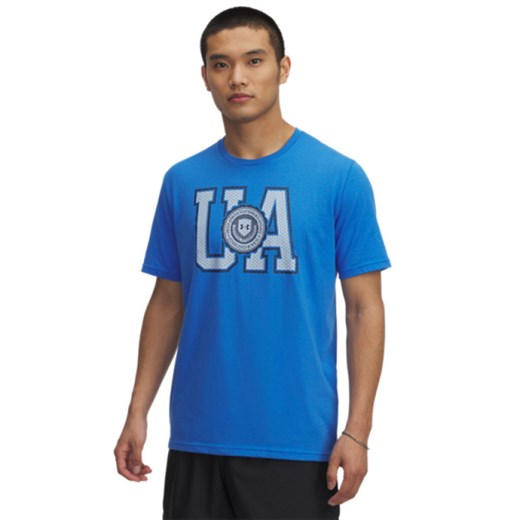 Męski t-shirt z nadrukiem Under Armour UA College Crest Logo - niebieski ze sklepu Sportstylestory.com w kategorii T-shirty męskie - zdjęcie 184237005