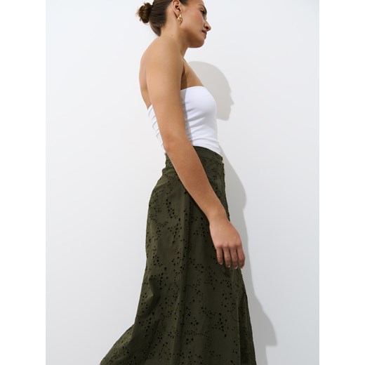 Mohito - Bawełniana zielona spódnica midi - khaki ze sklepu Mohito w kategorii Spódnice - zdjęcie 184238767
