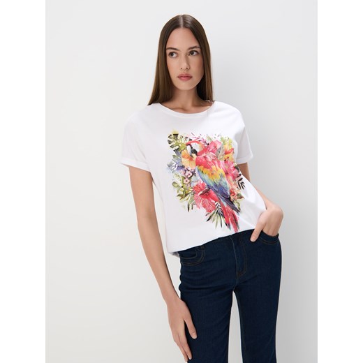 Mohito - T-shirt z nadrukiem - biały ze sklepu Mohito w kategorii Bluzki damskie - zdjęcie 184238876
