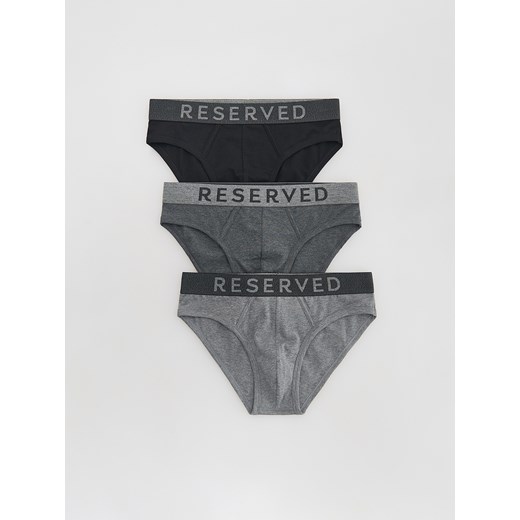 Reserved - Bawełniane slipy 3 pack - ciemnoszary ze sklepu Reserved w kategorii Majtki męskie - zdjęcie 184239895