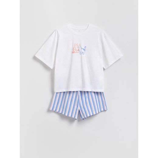 Reserved - Dwuczęściowa piżama z nadrukiem - wielobarwny Reserved L Reserved