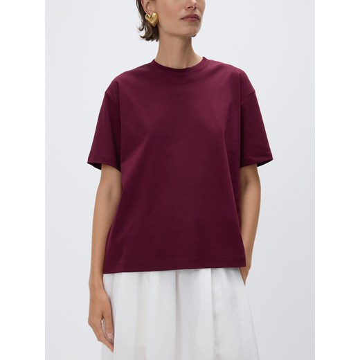 Reserved - Bawełniany t-shirt oversize - mahoniowy Reserved XS Reserved