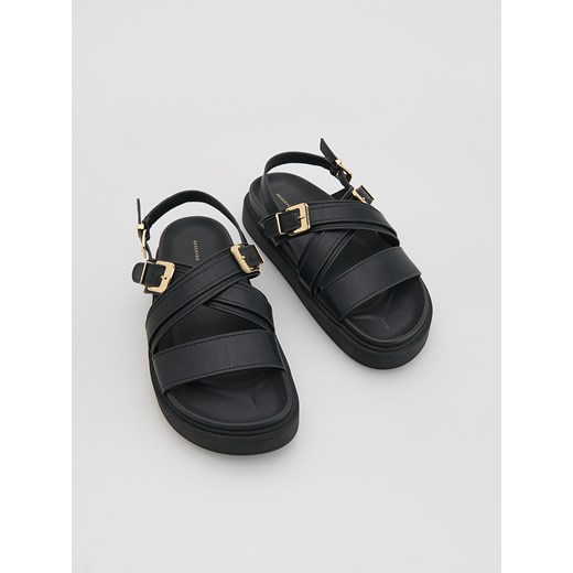 Reserved - Skórzane sandały z klamrami - czarny Reserved 39 Reserved