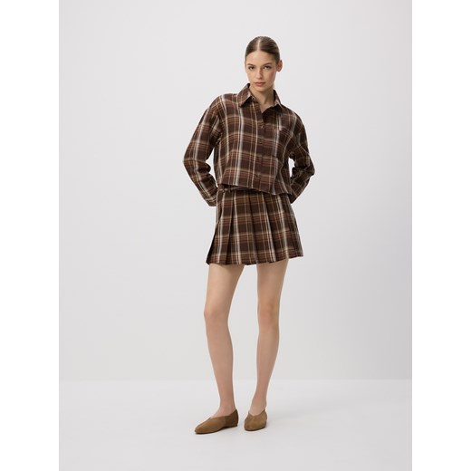 Reserved - Plisowana spódnica - brązowy Reserved S Reserved