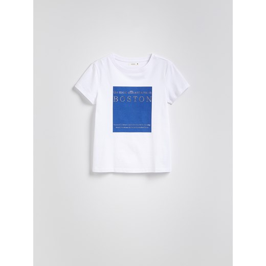 Reserved - T-shirt z nadrukiem - biały ze sklepu Reserved w kategorii Bluzki damskie - zdjęcie 184240515