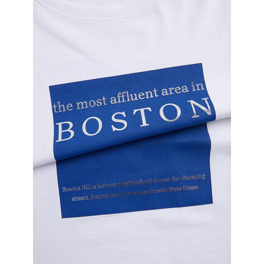 Bluzka damska biała Reserved z okrągłym dekoltem bawełniana na wiosnę z krótkim rękawem 