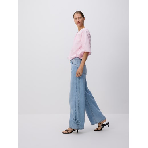 Reserved - Jeansy wide leg z kokardkami - niebieski ze sklepu Reserved w kategorii Jeansy damskie - zdjęcie 184240785