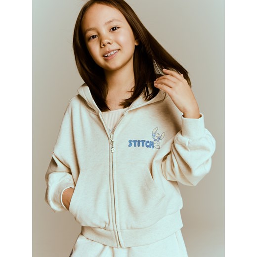 Reserved - Bluza z kapturem Lilo i Stitch - beżowy ze sklepu Reserved w kategorii Bluzy dziewczęce - zdjęcie 184240848