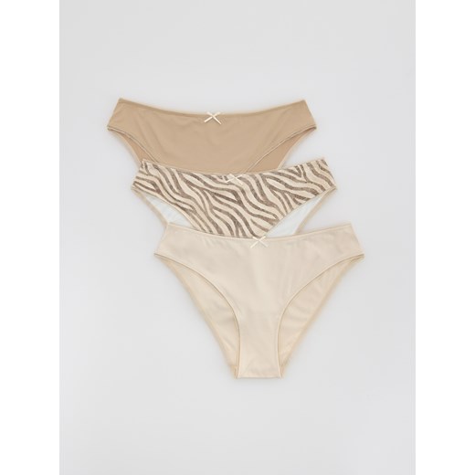Reserved - Majtki typu bikini 3 pack - beżowy ze sklepu Reserved w kategorii Majtki damskie - zdjęcie 184240888
