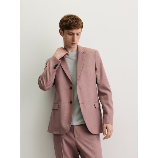 Reserved - Marynarka slim fit z domieszką wiskozy - jasnofioletowy ze sklepu Reserved w kategorii Marynarki męskie - zdjęcie 184241346