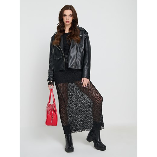 Sukienka Sinsay z okrągłym dekoltem maxi z długim rękawem 