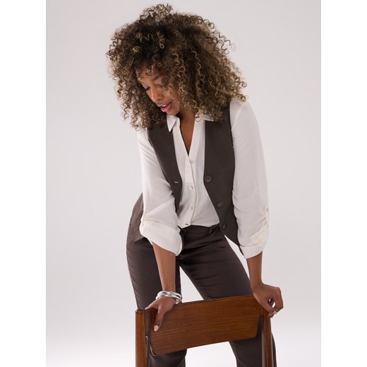 Sinsay - Kamizelka garniturowa - brązowy Sinsay L Sinsay