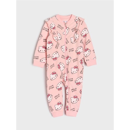 Sinsay - Pajacyk z ozdobnymi falbanami zapinany na zamek Hello Kitty - różowy ze sklepu Sinsay w kategorii Pajacyki - zdjęcie 184246329