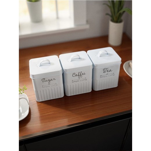 Sinsay - Pojemniki na kawę, herbatę i cukier 3 pack - biały ze sklepu Sinsay w kategorii Dom - zdjęcie 184246485