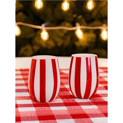 Sinsay - Szklanki w paski 2 pack - czerwony ze sklepu Sinsay w kategorii Szklanki - zdjęcie 184246517