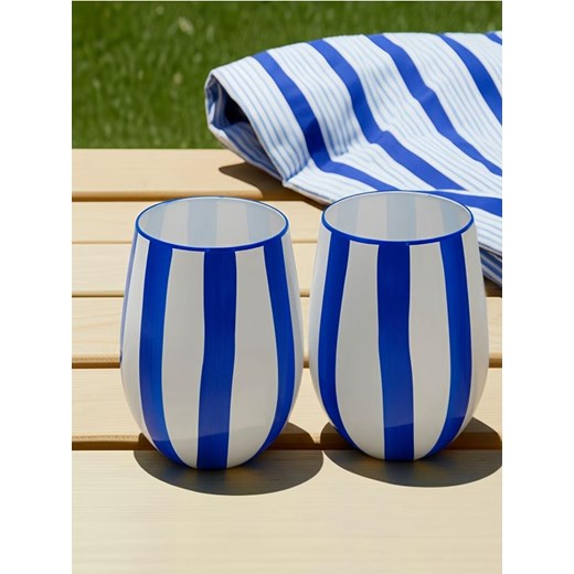 Sinsay - Szklanki w paski 2 pack - granatowy ze sklepu Sinsay w kategorii Szklanki - zdjęcie 184246518
