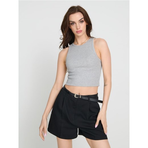 Sinsay - Crop top bez rękawów - szary ze sklepu Sinsay w kategorii Bluzki damskie - zdjęcie 184246766