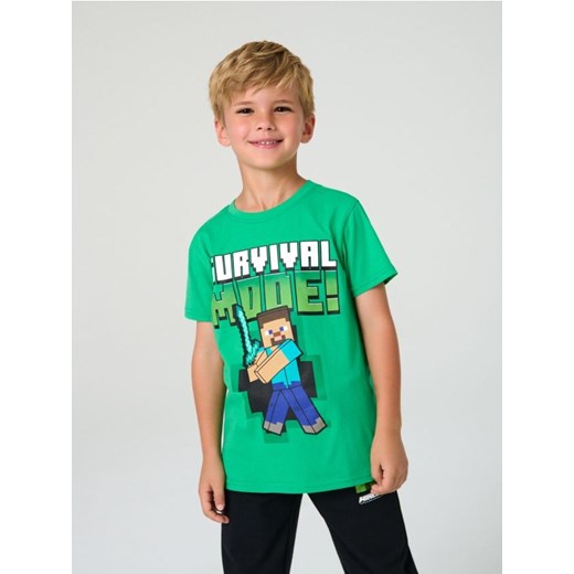 Sinsay - Koszulka z nadrukiem Minecraft - zielony ze sklepu Sinsay w kategorii T-shirty chłopięce - zdjęcie 184247179