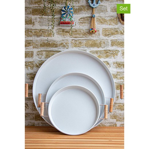 Violeta Home Tace (3 szt.) w kolorze biało-jasnobrązowym ze sklepu Limango Polska w kategorii Misy i tace dekoracyjne - zdjęcie 184247608