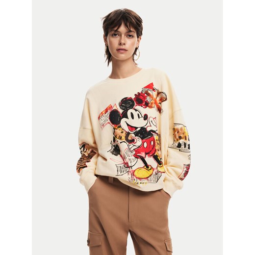 Desigual Bluza Mickey 24WWSK35 Beżowy Oversize ze sklepu MODIVO w kategorii Bluzy damskie - zdjęcie 184248417