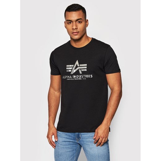 Alpha Industries T-Shirt Basic Foll Print 100501FP Czarny Regular Fit ze sklepu MODIVO w kategorii T-shirty męskie - zdjęcie 184248517