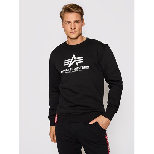 Alpha Industries Bluza Basic 178302 Czarny Regular Fit ze sklepu MODIVO w kategorii Bluzy męskie - zdjęcie 184248518