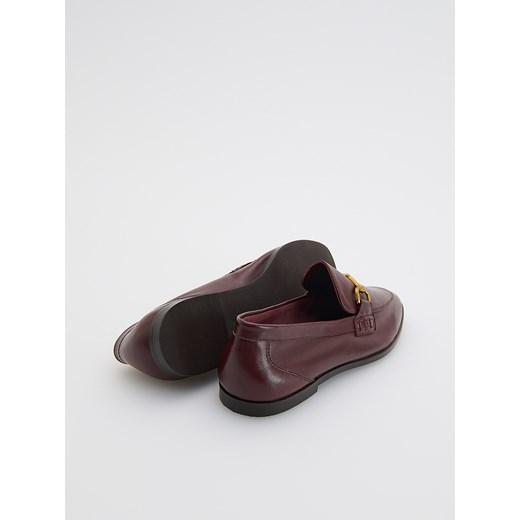 Reserved - Skórzane loafersy - ciemnobrązowy Reserved 40 Reserved
