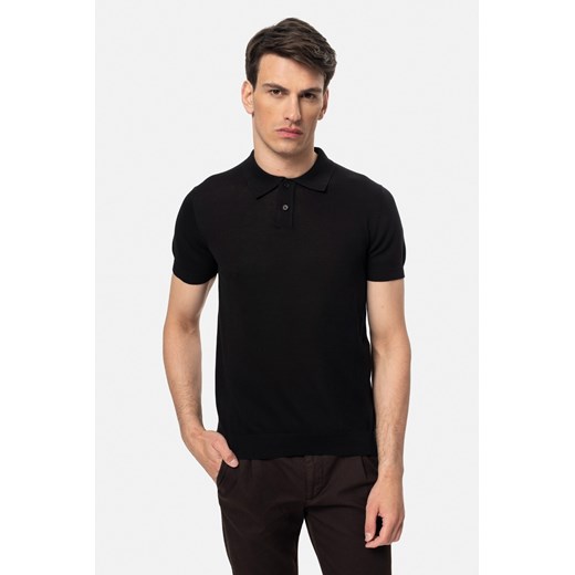 KOSZULKA POLO FAURE CZARNA Z BAWEŁNY ze sklepu Recman w kategorii T-shirty męskie - zdjęcie 184249967