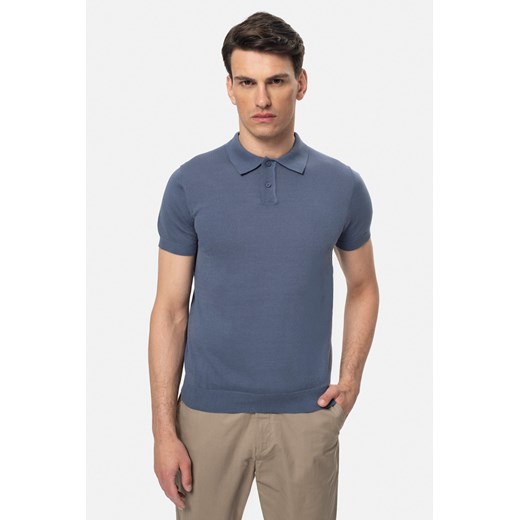 KOSZULKA POLO FAURE NIEBIESKA Z BAWEŁNY ze sklepu Recman w kategorii T-shirty męskie - zdjęcie 184249975
