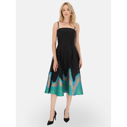 Czarna sukienka koktajlowa midi Diana z kolorowym printem – L’AF ze sklepu Eye For Fashion w kategorii Sukienki - zdjęcie 184250045